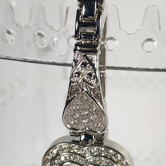 Cote d'Azur Silver Heart-Shaped Watch with Crystal Accents - Picture 4 of 6